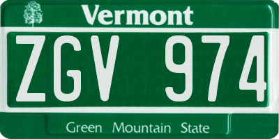 VT license plate ZGV974