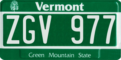 VT license plate ZGV977