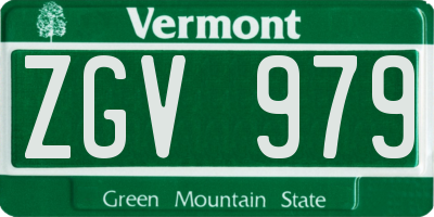 VT license plate ZGV979