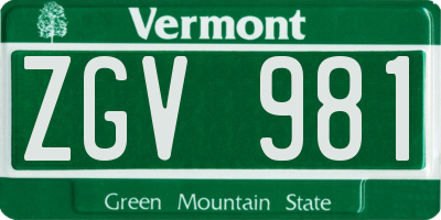 VT license plate ZGV981