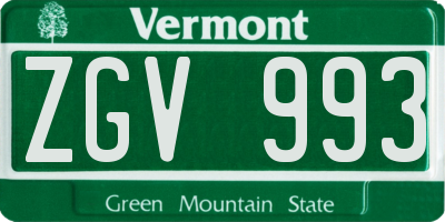 VT license plate ZGV993
