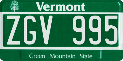 VT license plate ZGV995