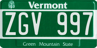 VT license plate ZGV997