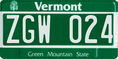 VT license plate ZGW024