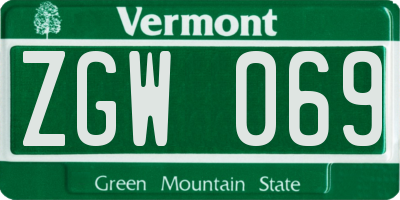 VT license plate ZGW069