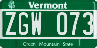 VT license plate ZGW073