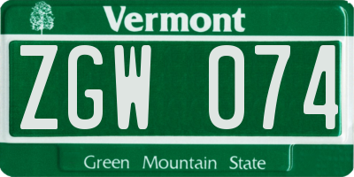 VT license plate ZGW074