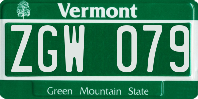 VT license plate ZGW079