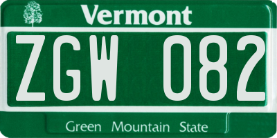 VT license plate ZGW082