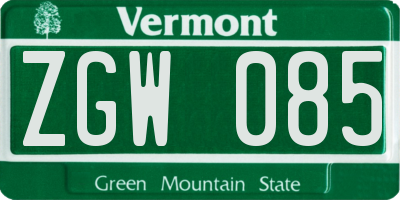 VT license plate ZGW085