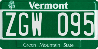 VT license plate ZGW095