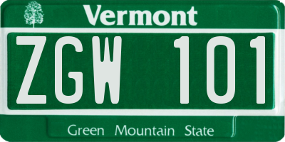 VT license plate ZGW101