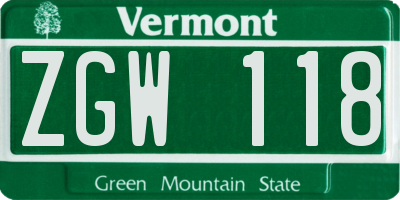 VT license plate ZGW118