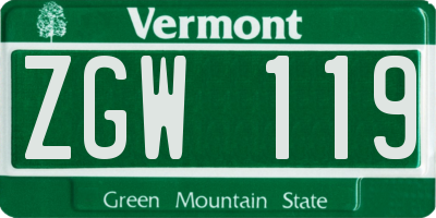 VT license plate ZGW119