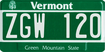 VT license plate ZGW120