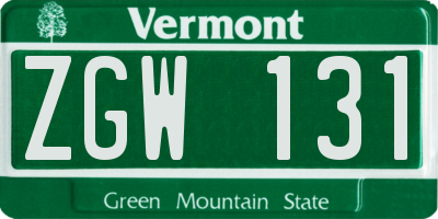 VT license plate ZGW131
