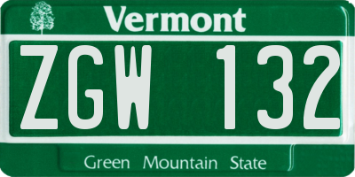 VT license plate ZGW132