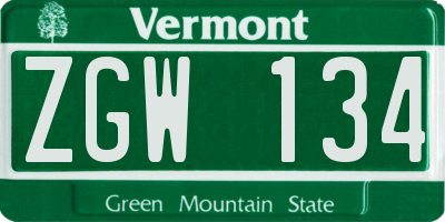 VT license plate ZGW134