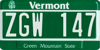 VT license plate ZGW147
