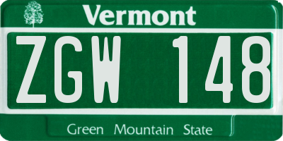 VT license plate ZGW148