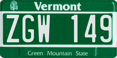 VT license plate ZGW149