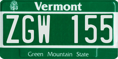 VT license plate ZGW155