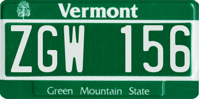 VT license plate ZGW156