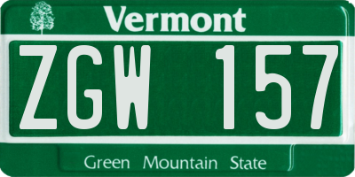 VT license plate ZGW157