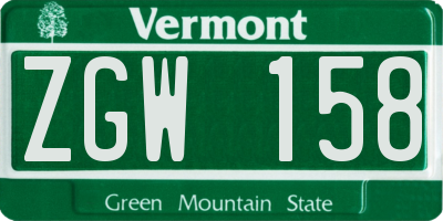 VT license plate ZGW158