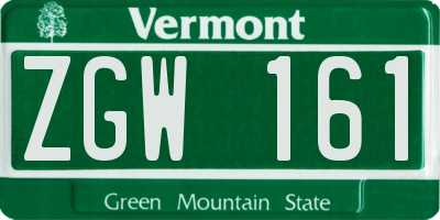 VT license plate ZGW161