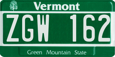 VT license plate ZGW162