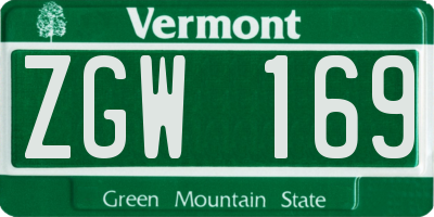 VT license plate ZGW169