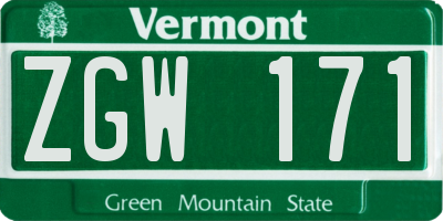 VT license plate ZGW171