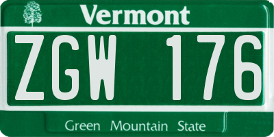 VT license plate ZGW176
