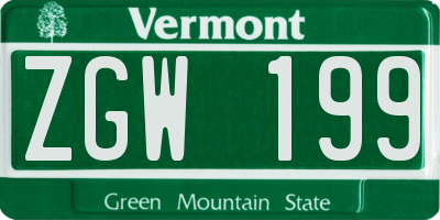 VT license plate ZGW199