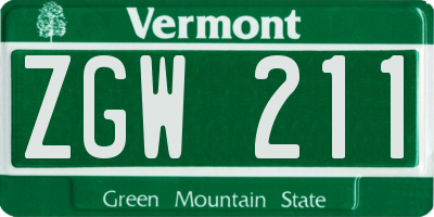 VT license plate ZGW211