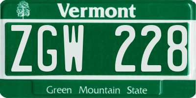 VT license plate ZGW228