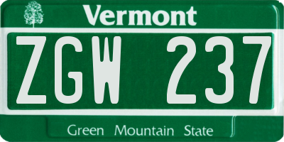 VT license plate ZGW237