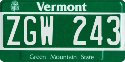 VT license plate ZGW243