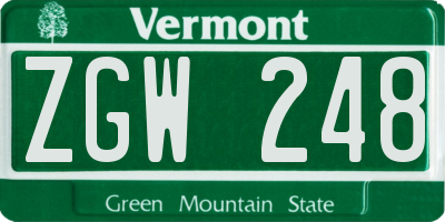 VT license plate ZGW248