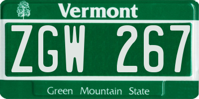 VT license plate ZGW267