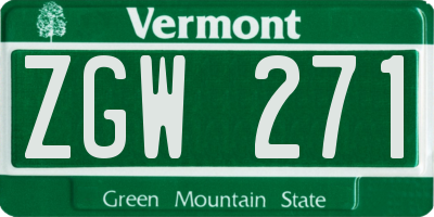 VT license plate ZGW271