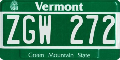 VT license plate ZGW272