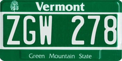 VT license plate ZGW278
