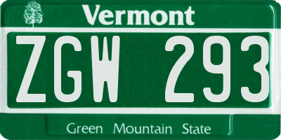 VT license plate ZGW293