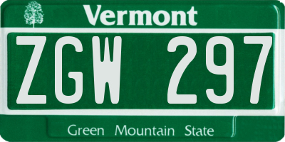 VT license plate ZGW297