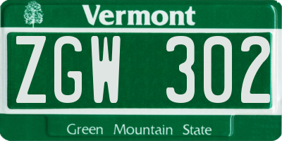 VT license plate ZGW302