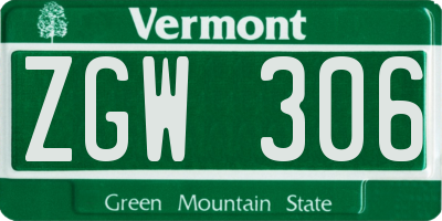 VT license plate ZGW306