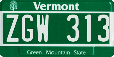 VT license plate ZGW313