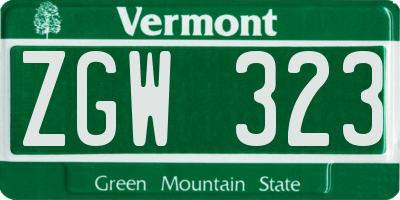VT license plate ZGW323